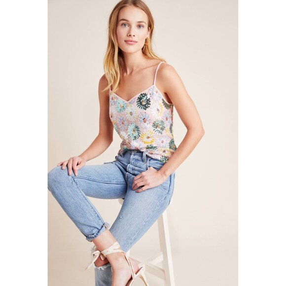 Anthropologie Eva Franco Fleurelle Sequined Tank - Picture 1 of 12